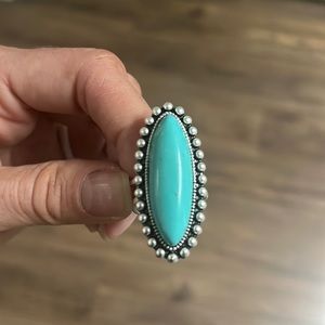 adjustable ring,matte silver, turquoise, nickel, lead and chrome free